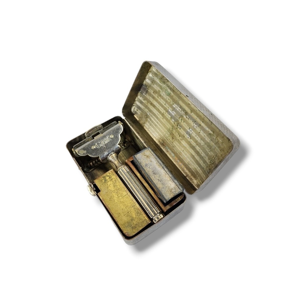 Vintage GEM‎ 1912 USA Made RAZOR w/ Original Metal Case & Blade Holder
